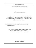 Nghiên cứu sự ảnh hưởng thể chế pháp luật đến phổ tải trọng qua cầu trên địa bàn tỉnh trà vinh