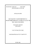 Bảo vệ quyền và lợi ích hợp pháp của doanh nghiệp thông qua vai trò của luật sư với thực trạng ở hải phòng  