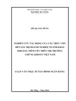 Nghiên cứu tác động của cấu trúc vốn đến giá trị doanh nghiệp ngành khai khoáng niêm yết trên thị trường chứng khoán việt nam