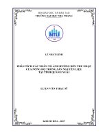 Phân tích các nhân tố ảnh hưởng đến thu nhập của nông hộ trồng sắn nguyên liệu tại tỉnh quảng ngãi 