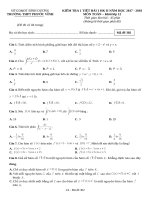 Đề kiểm tra 1 tiết giải tích 12 chương 3 năm 2017 – 2018 trường phước vĩnh – bình dương 