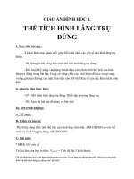 Giáo án Hình học 8 chương 4 bài 6: Thể tích của hình lăng trụ đứng