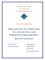 LUẬN văn CÔNG NGHỆ hóa PHÂN lập CHẤT từ CAO BUTANOL của cây RAU má lá SEN HYDROCOTYLE BONARIENSIS l , họ NGÒ (APIACEAE) 