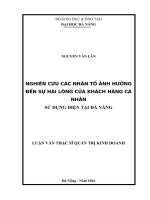 NGHIÊN cứu các NHÂN tố ẢNH HƯỞNG đến sự hài LÒNG KHÁCH HÀNG cá NHÂN sử DỤNG điện tại THÀNH PHỐ đà NẴNG