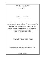 Hoàn thiện quy trình và phương pháp kiểm toán dự án đầu tư xây dựng công trình do kiểm toán nhà nước khu vực iii thực hiện