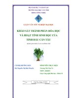 LUẬN văn CÔNG NGHỆ hóa KHẢO sát THÀNH PHẦN hóa học và HOẠT TÍNH SINH học của TINH dầu cần tàu apium graveolens l var secalinum alef 
