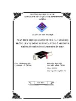 PHÂN TÍCH HIỆU QUẢ KINH tế của các NÔNG hộ TRỒNG lúa vụ ĐÔNG XUÂN của VÙNG ô NHIỄM và KHÔNG ô NHIỄM ở THÀNH PHỐ cần THƠ 