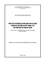 Thiết kế và sử dụng bài toán phân tích kỹ thuật trong dạy học động cơ đốt trong, oto cho sinh viên sư phạm kỹ thuật