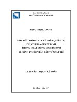 Tổ chức thông tin kế toán quản trị phục vụ ra quyết định hoạt động kinh doanh ở công ty cổ phần nam trí