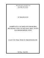 Nghiên cứu các nhân tố ảnh hưởng đến hành vi mua vé máy bay trực tuyến tại thành phố đà nẵng