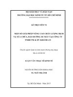 Một số giải pháp nâng cao chất lượng dịch vụ sửa chữa, bảo dưỡng xe máy tại công ty TNHH TM  DV khánh an 