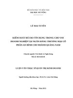 KIỂM SOÁT rủi RO tín DỤNG TRONG CHO VAY DOANH NGHIỆP tại NGÂN HÀNG THƯƠNG mại cổ PHẦN AN BÌNH CHI NHÁNH QUẢNG NAM