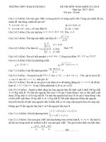 Đề thi môn toán khối 10 lần 2 năm 2017 – 2018 trường thạch thành 1 – thanh hóa 