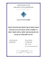 PHÂN TÍCH rủi RO TRONG HOẠT ĐỘNG KINH DOANH tại NGÂN HÀNG NÔNG NGHIỆP và PHÁT TRIỂN NÔNG THÔN CHI NHÁNH HUYỆN gò QUAO TỈNH KIÊN GIANG 