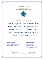 LUẬN văn CÔNG NGHỆ hóa THỰC HIỆN PHẢN ỨNG ANDEHYDE hóa KNOEVENAGEL TRONG DUNG môi XANH là CHẤT LỎNG ION 1  BUTYL 3 METHYLIMIDAZOLIUM HEXAFLUORPHOSPHATE 