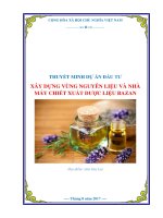 Lập dự án xây dụng vùng nguyên liệu và nhà máy chiết xuất dược liệu bazan   nghệ an 