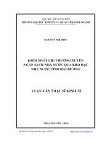 Kiểm soát chi thường xuyên ngân sách nhà nước qua kho bạc nhà nước tỉnh Hải Dương (Luận văn thạc sĩ)