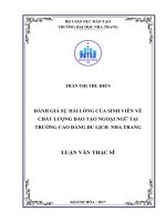 Đánh giá sự hài lòng của sinh viên về chất lượng đào tạo ngoại ngữ tại trường cao đẳng du lịch nha trang 