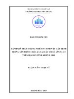 Đánh giá thực trạng nhiễm vi sinh vật gây bệnh trong sản phẩm chả lụa tại các cơ sở sản xuất trên địa bàn tỉnh khánh hòa 