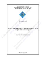 NGHIÊN cứu TIỀM NĂNG và ĐỊNH HƯỚNG PHÁT TRIỂN DU LỊCH TRÊN đảo PHÚ QUỐC 