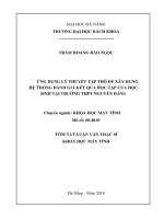 Ứng dụng lý thuyết tập thô để xây dựng hệ thống đánh giá kết quả học tập của học sinh tại trường THPT nguyễn đáng