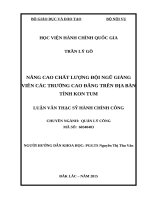 NÂNG CAO CHẤT LƯỢNG đội NGŨ GIẢNG VIÊN các TRƯỜNG CAO ĐẲNG TRÊN địa bàn TỈNH KON TUM