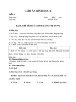 Giáo án Hình học 8 chương 4 bài 6: Thể tích của hình lăng trụ đứng