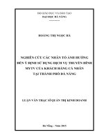 Nghiên cứu các nhân tố ảnh hưởng đến ý định sử dụng dịch vụ truyền hình MyTV của khách hàng cá nhân tại thành phố đà nẵng