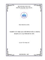 Nghiên cứu hiệu quả của mô hình nuôi cá trong ruộng lúa tại hưng yên 