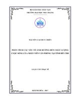 Phân tích các yếu tố ảnh hưởng đến chất lượng cuộc sống của nhân viên văn phòng tại tỉnh bến tre 