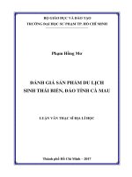 Đánh giá sản phẩm du lịch sinh thái biển, đảo tỉnh Cà Mau (Luận văn thạc sĩ)