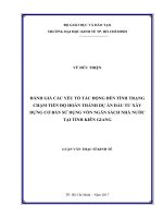 Đánh giá các yếu tố tác động đến tình trạng chậm tiến độ hoàn thành dự án đầu tư xây dựng cơ bản sử dụng vốn ngân sách nhà nước trên địa bàn tỉnh kiên giang 