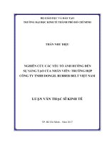 Nghiên cứu các yếu tố ảnh hưởng đến sự sáng tạo của nhân viên công ty TNHH dongil rubber belt việt nam 