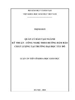 Quản lý đào tạo ngành kỹ thuật – công nghệ theo hướng đảm bảo chất lượng tại trường đại học tây đô