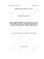 Hoàn thiện mô hình tư vấn quản lý dự án công trình xây dựng, mở rộng trường cao đẳng sư phạm hà tây, thành phố hà nội (tt) 