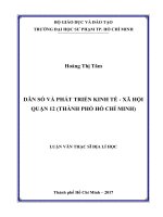Dân số và phát triển kinh tế  xã hội Quận 12, Thành phố Hồ Chí Minh (Luận văn thạc sĩ)