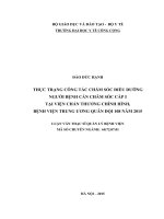 Thực trạng công tác chăm sóc điều dưỡng bệnh cần chăm sóc cấp i tại viện chấn thương chỉnh hình, bệnh viện TW 108 