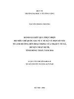 Đánh giá kết quả thực hiện bộ tiêu chí quốc gia về y tế xã và một số yếu tố ảnh hưởng đến hoạt động của trạm y tế xã, huyện tháp mười, tỉnh đồng tháp 
