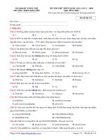 Giải chi tiết đề hóa thi thử kim liên lần 1 năm 2018