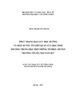 Thực trạng bạo lực học đường và một số yếu tố liên quan của học sinh trường trung học phổ thông tô hiệu, huyện thường tín, hà nội 