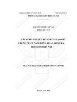Các giải pháp quy hoạch cải tạo khu chung cư cũ nam đồng, quận đống đa thành phố hà nội (tt) 