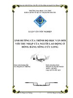 ẢNH HƯỞNG của TRÌNH độ học vấn đối với THU NHẬP của NGƯỜI LAO ĐỘNG ở ĐỒNG BẰNG SÔNG cửu LONG 