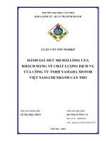 ĐÁNH GIÁ mức độ hài LÒNG của KHÁCH HÀNG về CHẤT LƯỢNG DỊCH vụ của CÔNG TY TNHH YAMAHA MOTOR VIỆT NAM   CHI NHÁNH cần THƠ 