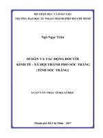 Di dân và tác động đối với kinh tế xã hội Thành phố Sóc Trăng  Tỉnh Sóc Trăng (Luận văn thạc sĩ)