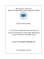 Các yếu tố tác động đến khả năng tiếp cận tín dụng chính thức ở nông thôn trên địa bàn huyện vĩnh thuận, tỉnh kiên giang 