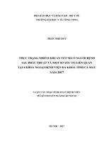 Thực trạng nhiễm khuẩn vết mổ ở người bệnh sau phẩu thuật và một số yếu tố liên quan tại 4 khoa ngoại bệnh viện đa khoa cà mau 