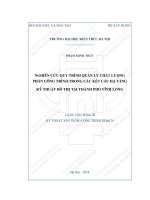 Nghiên cứu quy trình quản lý chất lượng phần công trình trong các kết cấu hạ tầng kỹ thuật đô thị tại thành phố vĩnh long (tt) 