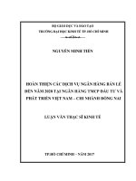 Hoàn thiện các dịch vụ ngân hàng bán lẻ đến năm 2020 tại ngân hàng TMCP đầu tư và phát triển việt nam – chi nhánh đồng nai 