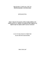 Thực trạng ứng dụng công nghệ thông tin trong quản lý thông tin khám chữa bệnh tại bệnh viện đa khoa kiên giang 