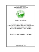 Đánh giá thực trạng và giải pháp nâng cao hiệu quả sử dụng đất nông nghiệp trong Khu du lịch Thác Bản Giốc, huyện Trùng Khánh, tỉnh Cao Bằng (Luận văn thạc sĩ)